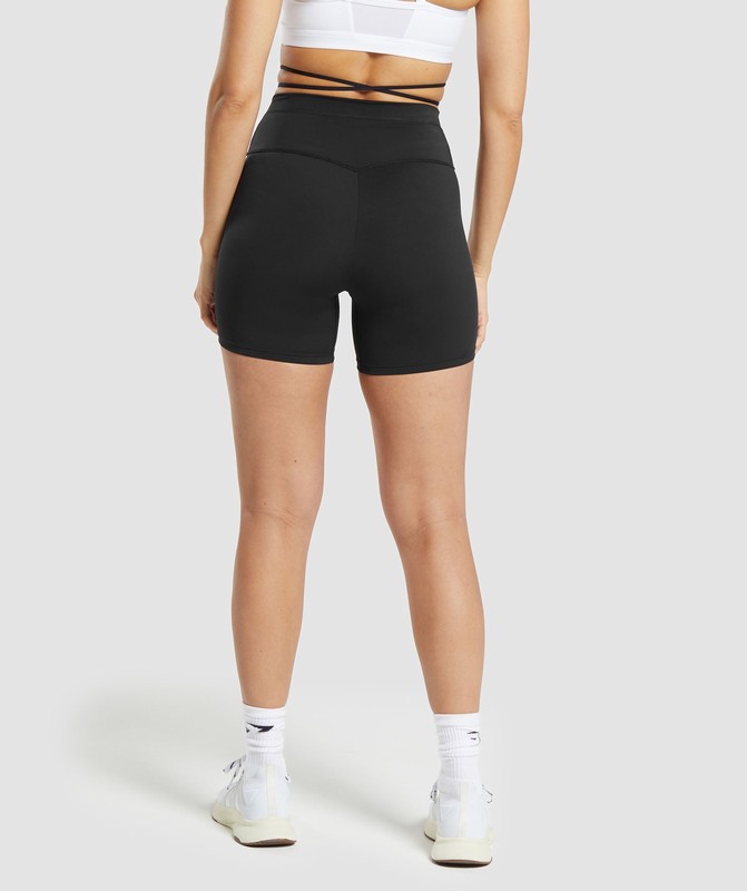 Gymshark Ribbon Tie Waisted Shorts Shorts Dam Svarta | 439QXBZUN