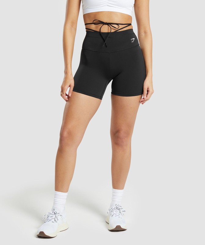 Gymshark Ribbon Tie Waisted Shorts Shorts Dam Svarta | 439QXBZUN
