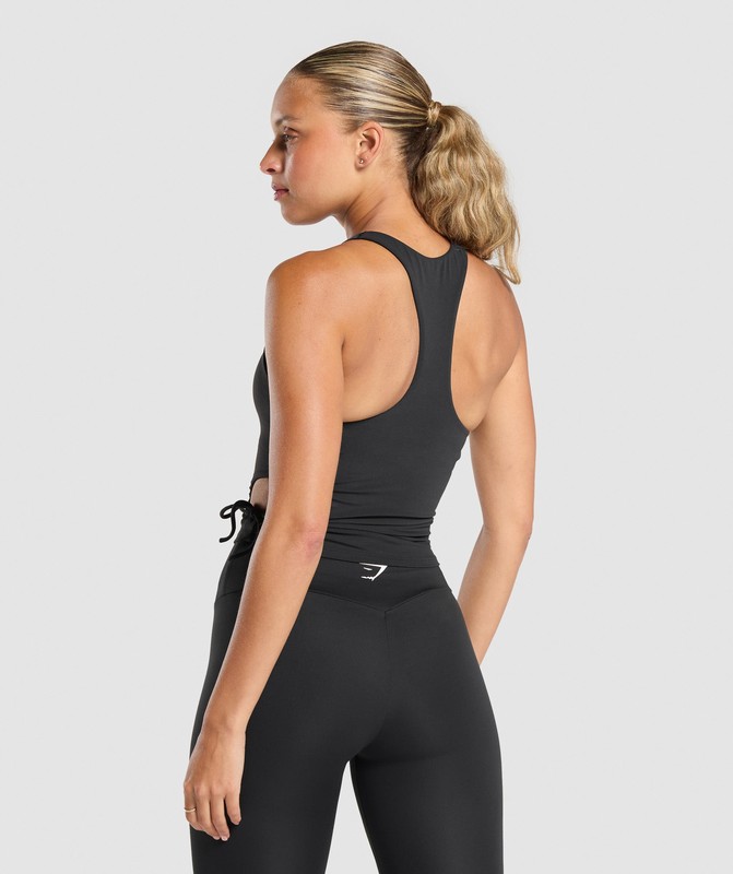 Gymshark Ruched Side Tank With Shelf Linne Dam Svarta | 058YRAIBF