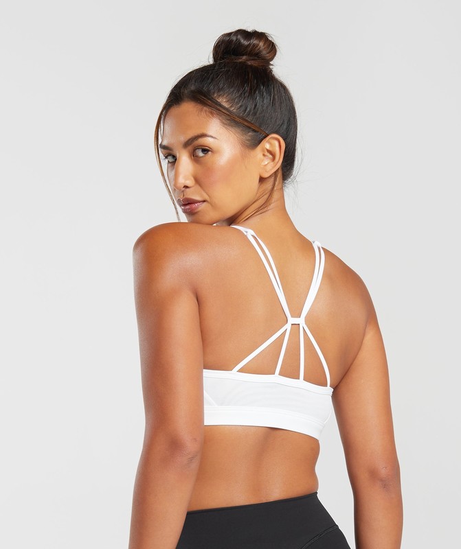 Gymshark Ruched Strappy Sports Bra Sport BH Dam Vita | 680DKZABJ
