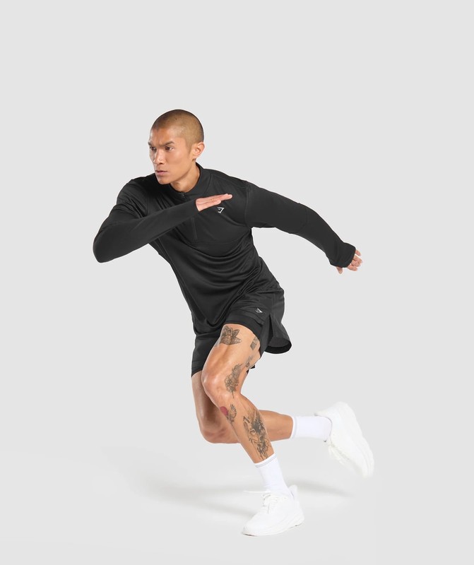 Gymshark Running 1/4 Zip Pullover Herr Svarta | 758SANFPL