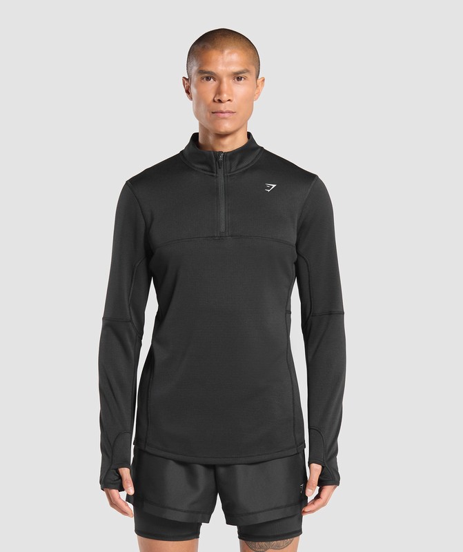 Gymshark Running 1/4 Zip Pullover Herr Svarta | 758SANFPL