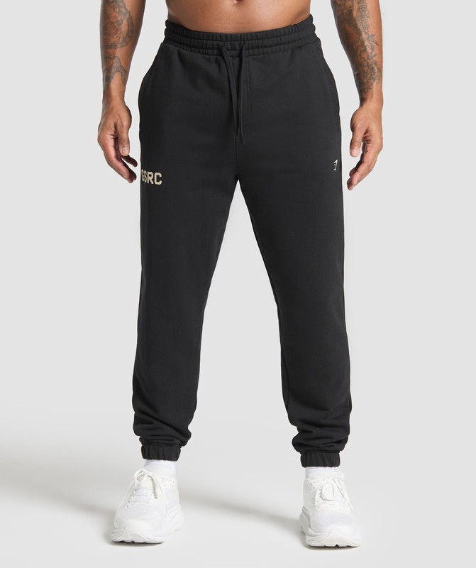 Gymshark Running Graphic Joggers Joggingbyxor Herr Svarta | 301QPYGOB