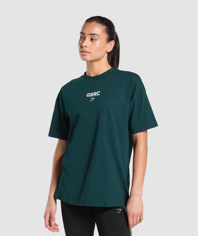 Gymshark Running Graphic Oversized T-Shirt T-Shirt Dam Strong Teal | 076IHREOD