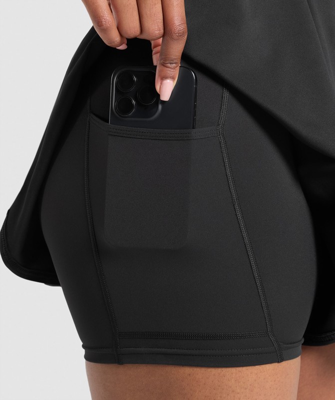 Gymshark Running Skort Kort Kjol Dam Svarta | 561DYHMAU