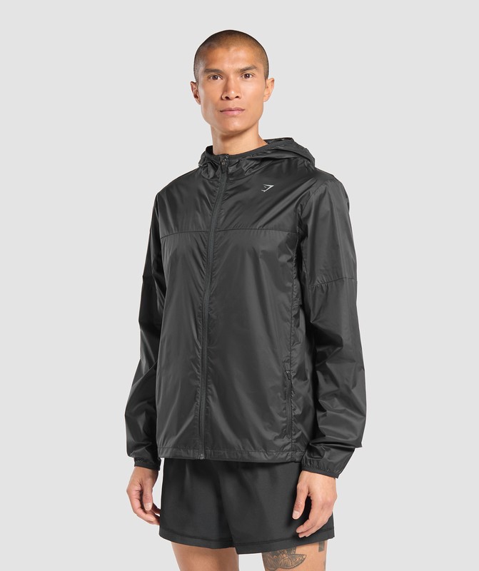 Gymshark Running Windbreaker Vindjacka Herr Svarta | 165EGAFLH