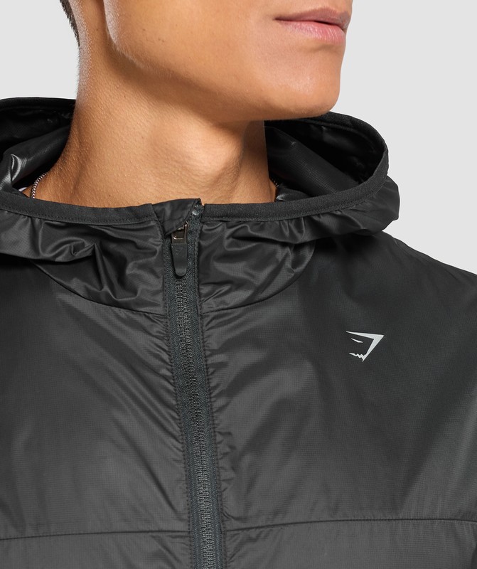 Gymshark Running Windbreaker Vindjacka Herr Svarta | 165EGAFLH