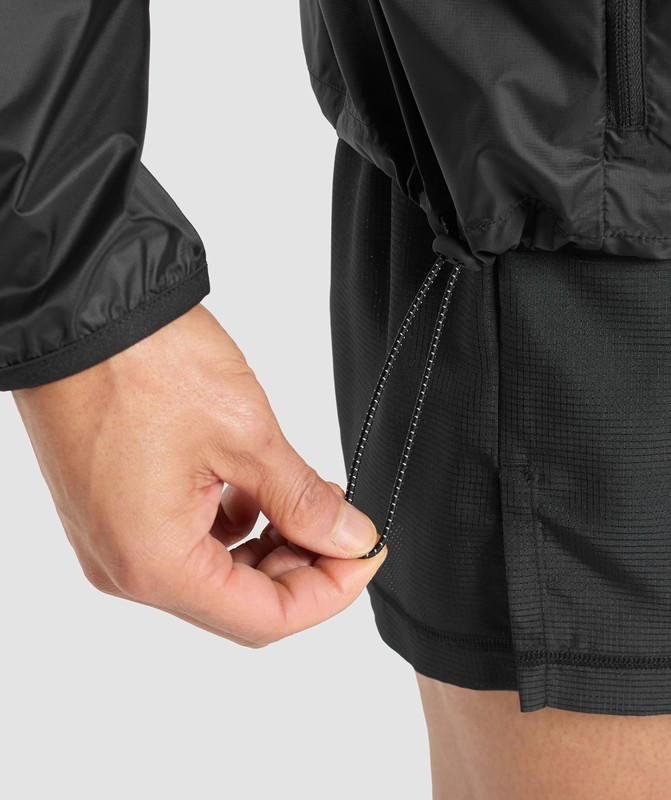 Gymshark Running Windbreaker Vindjacka Herr Svarta | 165EGAFLH