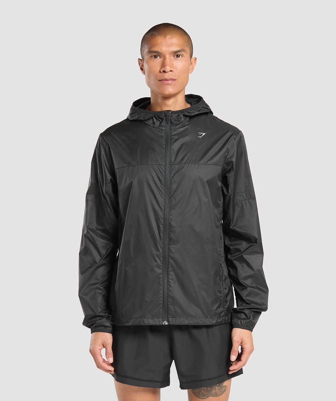 Gymshark Running Windbreaker Vindjacka Herr Svarta | 165EGAFLH