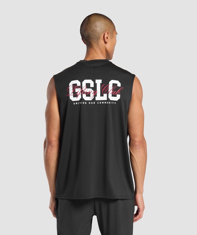 Gymshark Script Graphic Cut Off Tank Linne Herr Svarta | 371GMAJUQ