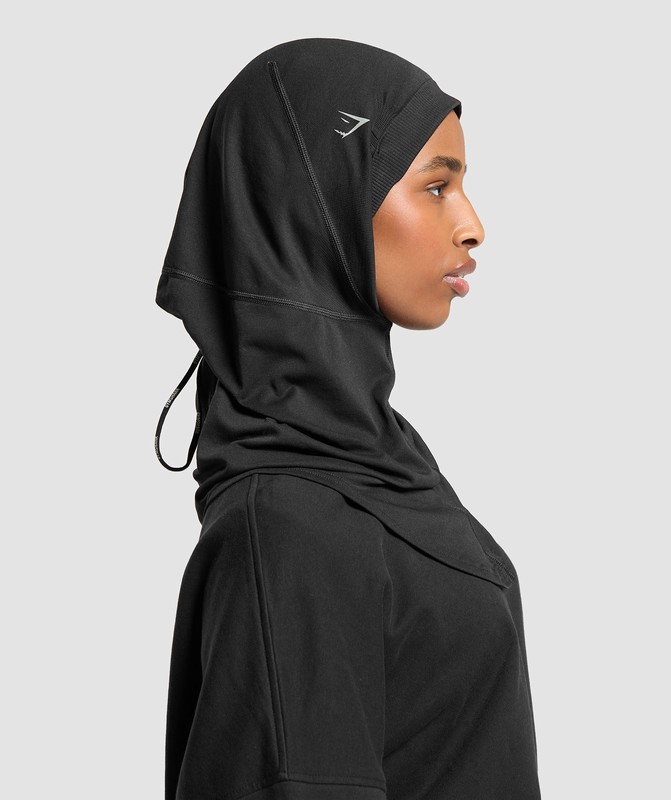 Gymshark Seamless Sports Hijab Hijab Dam Svarta | 278LAYOCB
