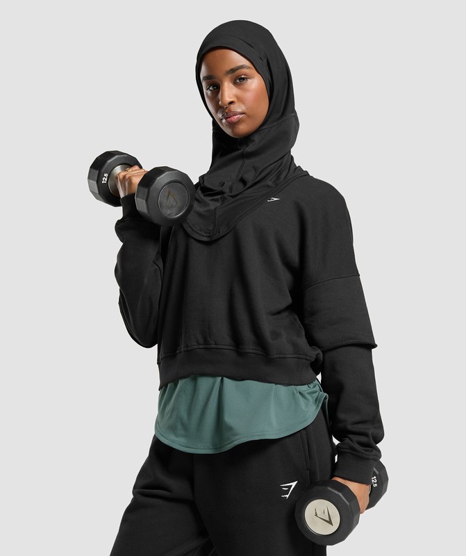Gymshark Seamless Sports Hijab Hijab Dam Svarta | 278LAYOCB