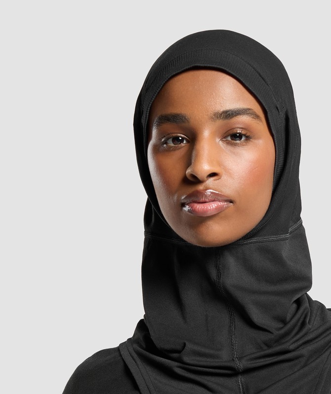 Gymshark Seamless Sports Hijab Hijab Dam Svarta | 278LAYOCB