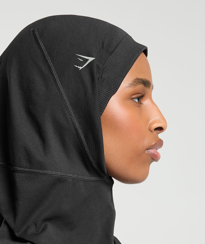 Gymshark Seamless Sports Hijab Hijab Dam Svarta | 278LAYOCB