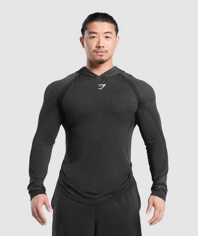 Gymshark Shadow Seamless Hoodie Hoodie Herr Svarta | 093NLMZCA