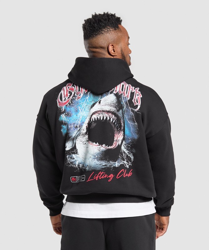 Gymshark Shark Hoodie Hoodie Herr Svarta | 638UWNMDY