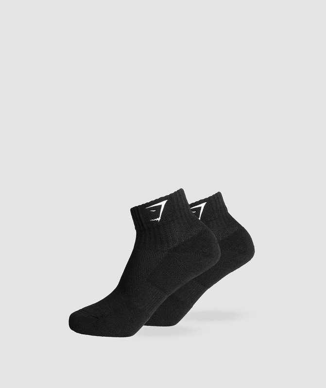 Gymshark Sharkhead Embroidered Quarter Socks 2pk Strumpor Herr Svarta | 537ZLVXPR