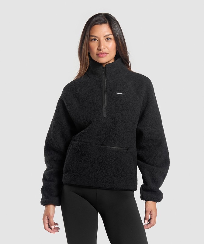 Gymshark Sherpa 1/4 Zip Pullover Dam Svarta | 467VXLSFA