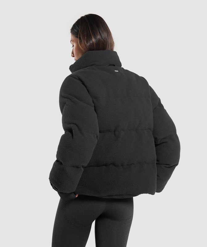 Gymshark Sherpa Puffer Jacket Jacka Dam Svarta | 549YLGWQR
