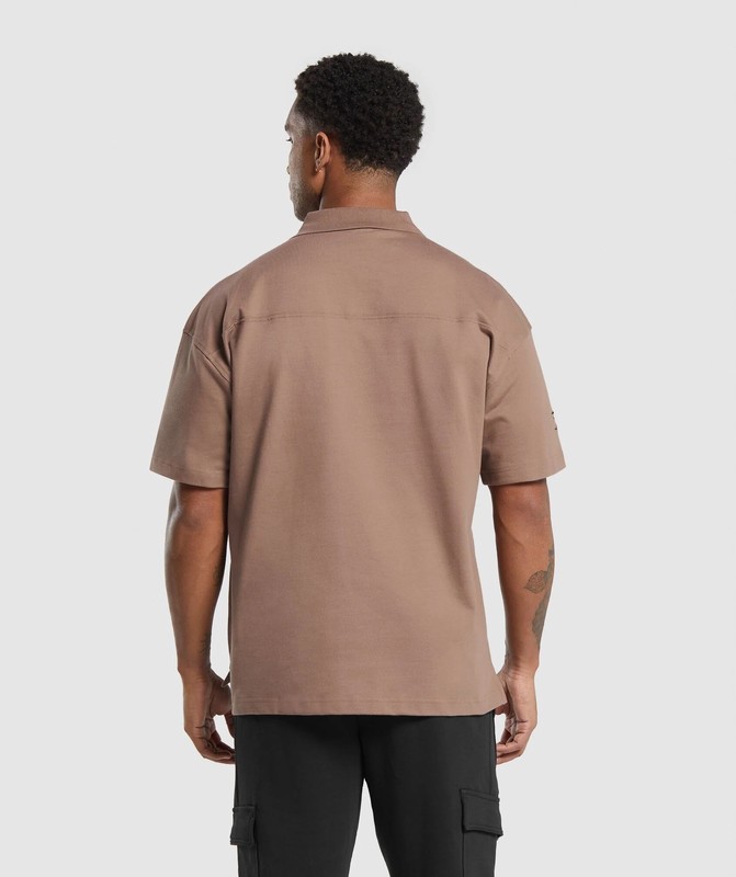 Gymshark Short Sleeve Polo Polotröja Herr Mocha Mauve | 915ZIRKTH