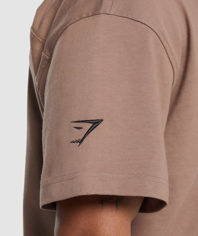 Gymshark Short Sleeve Polo Polotröja Herr Mocha Mauve | 915ZIRKTH