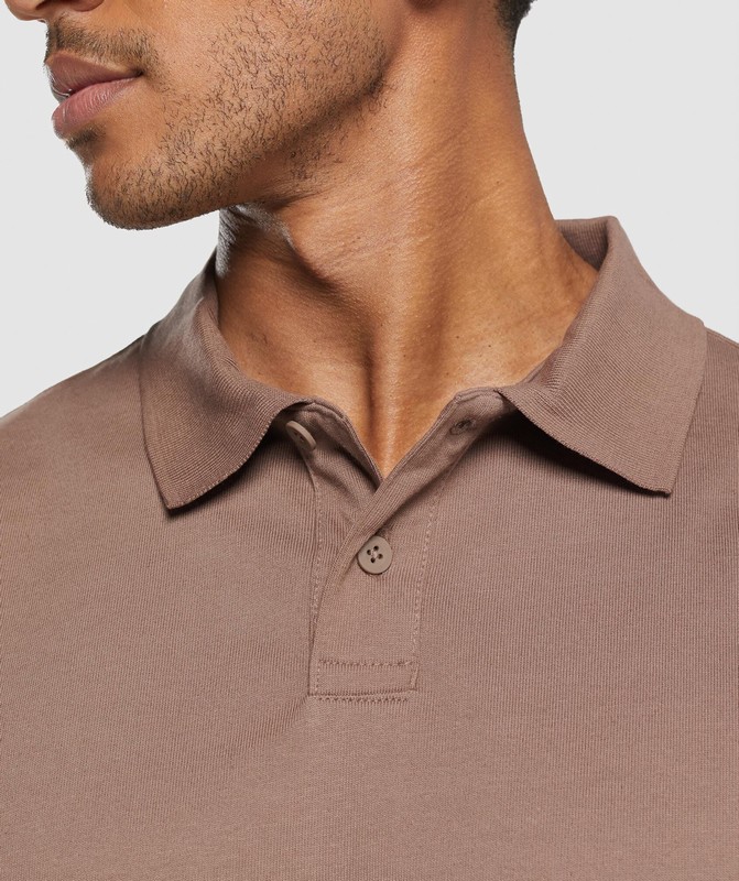 Gymshark Short Sleeve Polo Polotröja Herr Mocha Mauve | 915ZIRKTH