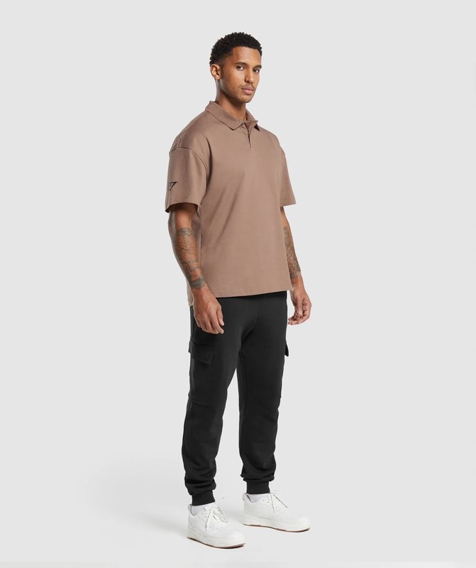 Gymshark Short Sleeve Polo Polotröja Herr Mocha Mauve | 915ZIRKTH