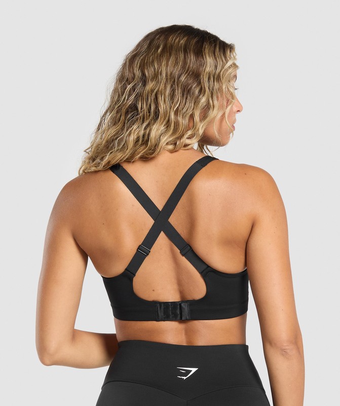 Gymshark Strappy Back Medium Support Sports Bra Sport BH Dam Svarta | 150JPGNME