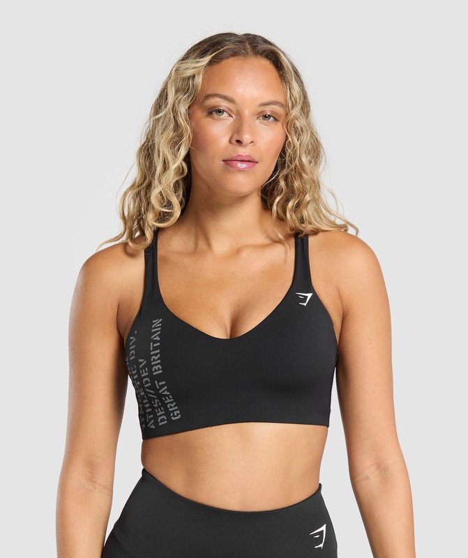 Gymshark Strappy Back Medium Support Sports Bra Sport BH Dam Svarta | 150JPGNME