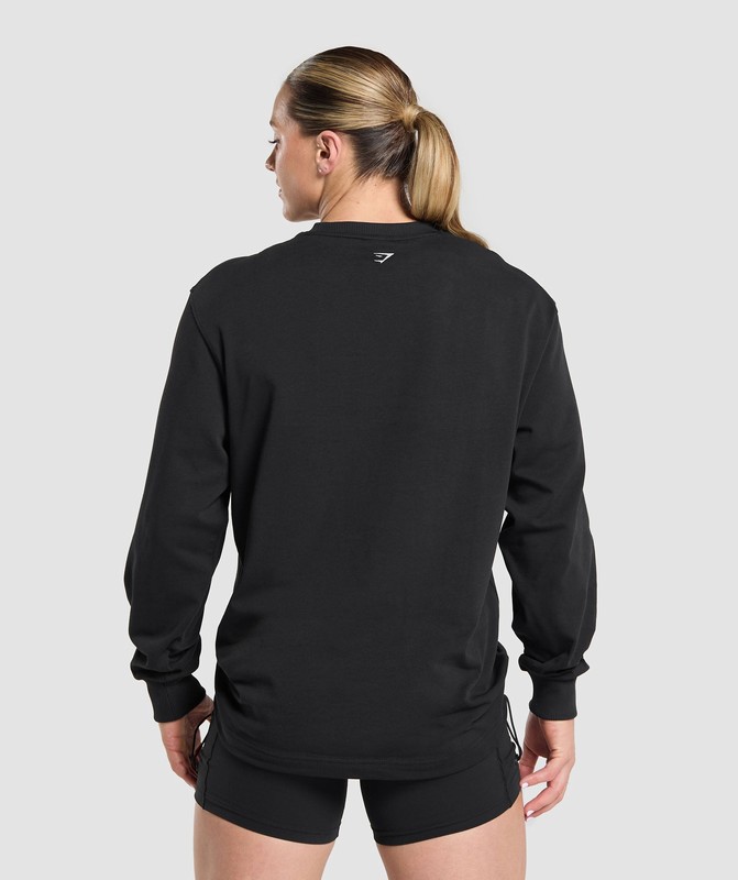 Gymshark Strength Department Animal Long Sleeve T-Shirt T-Shirt Dam Svarta | 768PAZQEH