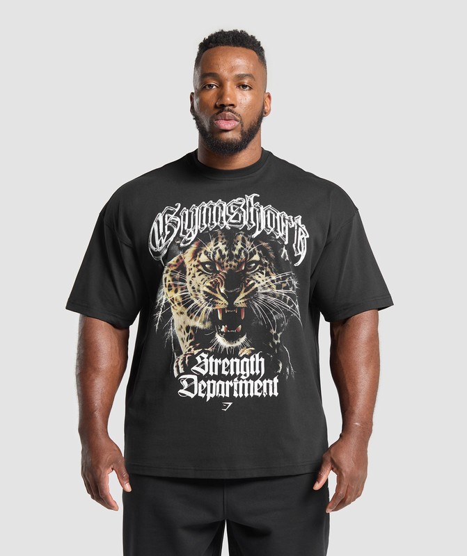 Gymshark Strength Department Animal Oversized T-Shirt T-Shirt Herr Svarta | 465GFHCTN