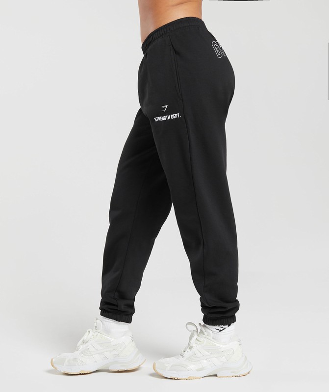 Gymshark Strength Department Graphic Joggers Joggingbyxor Dam Svarta | 102HOYZMI