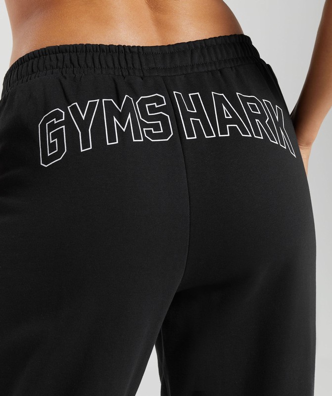 Gymshark Strength Department Graphic Joggers Joggingbyxor Dam Svarta | 102HOYZMI