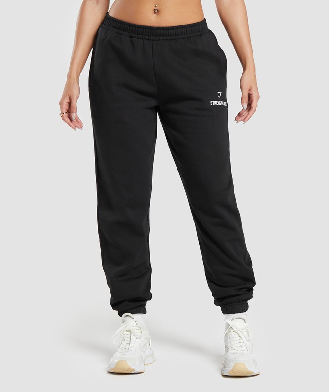 Gymshark Strength Department Graphic Joggers Joggingbyxor Dam Svarta | 102HOYZMI