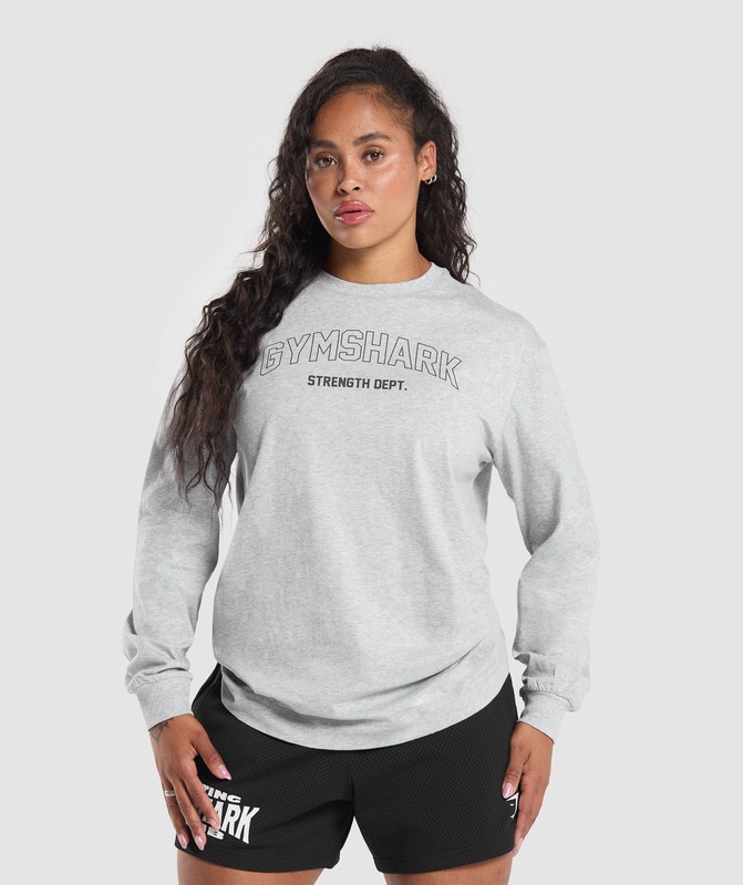 Gymshark Strength Department Long Sleeve Skater T-Shirt Dam Ljusgrå | 074UGIMQW
