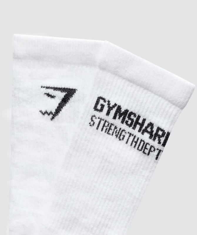 Gymshark Strength Dept. Graphic Crew Socks Strumpor Dam Vita | 504AQCUJY