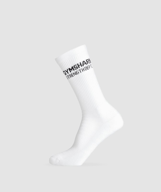 Gymshark Strength Dept. Graphic Crew Socks Strumpor Dam Vita | 504AQCUJY