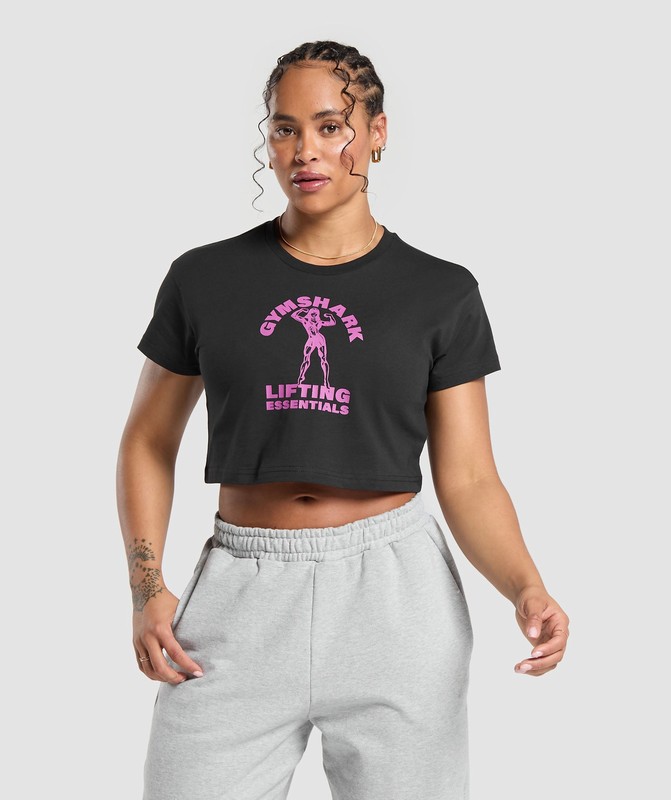 Gymshark Strong Women Crop Top Crop Top Dam Svarta | 147FZNWQH