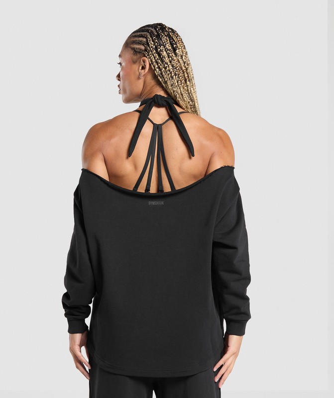 Gymshark Superset Longline Sweatshirt Tröjor Dam Svarta | 175SGIZRD