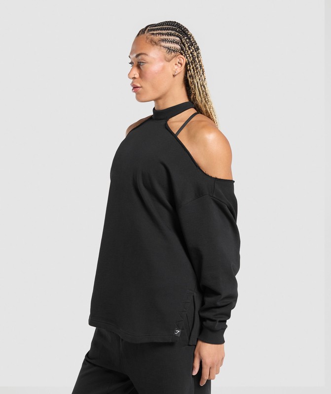 Gymshark Superset Longline Sweatshirt Tröjor Dam Svarta | 175SGIZRD