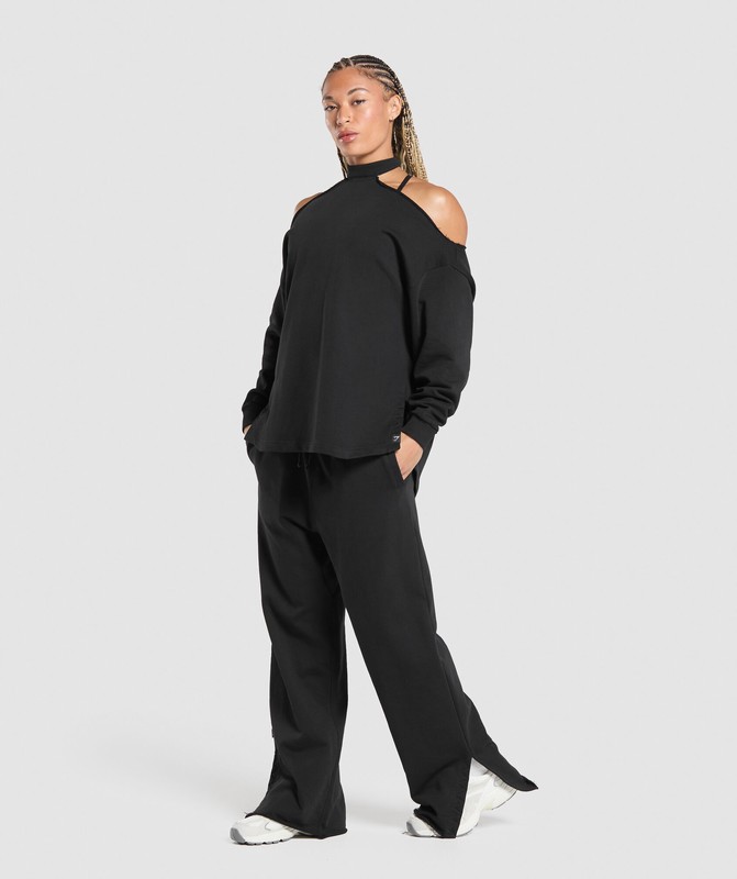 Gymshark Superset Longline Sweatshirt Tröjor Dam Svarta | 175SGIZRD