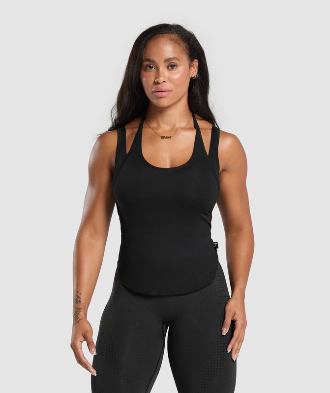 Gymshark Superset Tank Linne Dam Svarta | 481VZAWBT