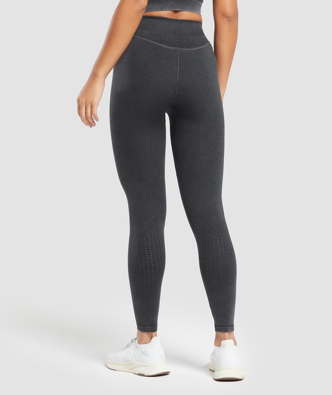 Gymshark Sweat Seamless Washed Leggings Leggings Dam Svarta | 480MFPHVY