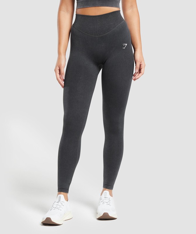 Gymshark Sweat Seamless Washed Leggings Leggings Dam Svarta | 480MFPHVY