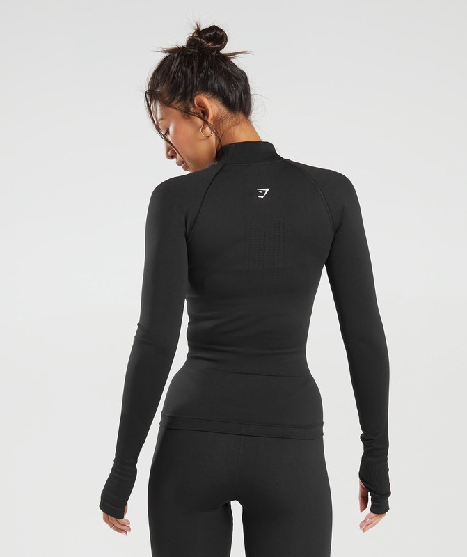 Gymshark Sweat Seamless Zip Up Jacket Jacka Dam Svarta | 659XLUEOS