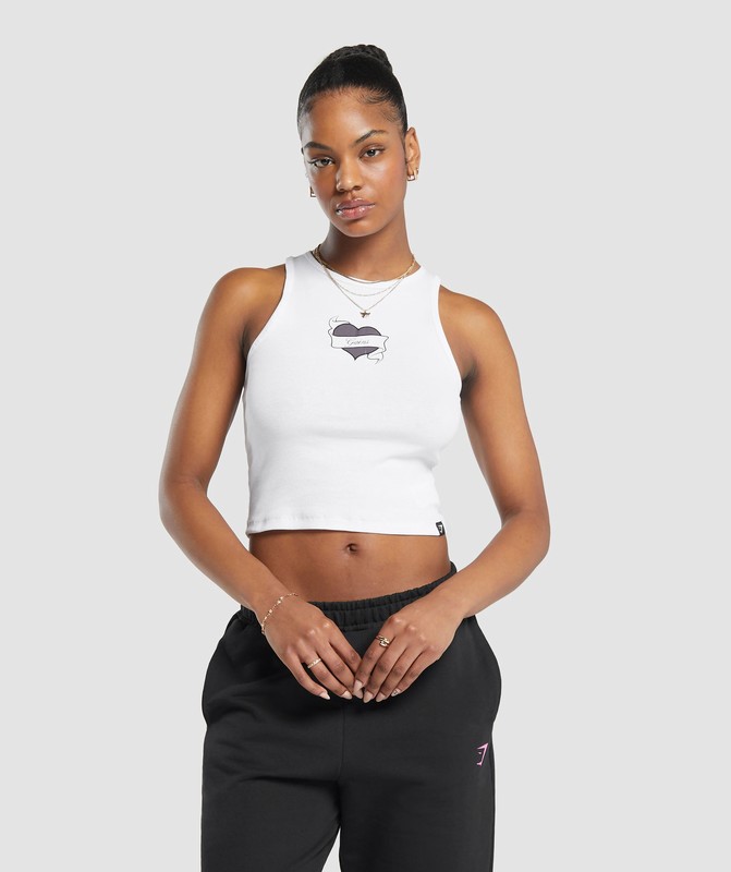 Gymshark Tattoo Midi Tank Linne Dam Vita | 876LZGYNU