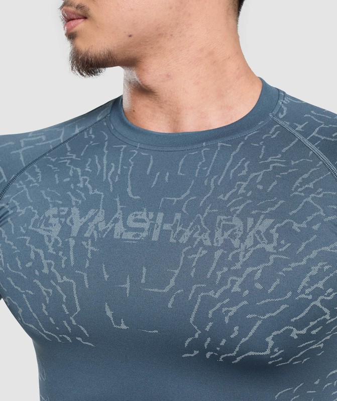 Gymshark Tectonic Seamless LS Top Top Herr Blå Blå | 023YQSCMD
