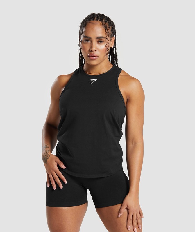 Gymshark Training Cotton Tank Linne Dam Svarta | 379JIXOWK