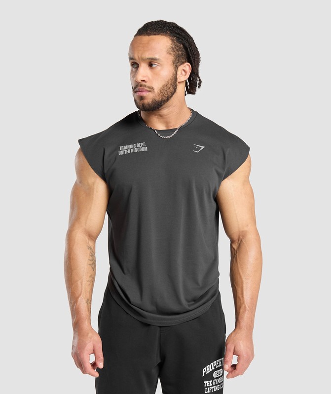 Gymshark Training Dept. UK Cut Off Tank Linne Herr Grå | 430XDICLS