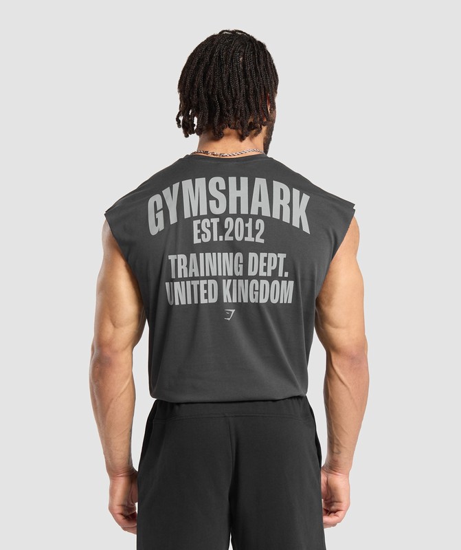 Gymshark Training Dept. UK Cut Off Tank Linne Herr Grå | 430XDICLS